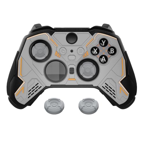 PlayVital Funda de Silicona para Xbox Elite Series 2 & Elite Series 2 Core - Protector Antideslizante con Tapas de Pulgar & Pegatinas, Cubierta de Goma para Mando - Stellar Mecha (Gris & Negro)