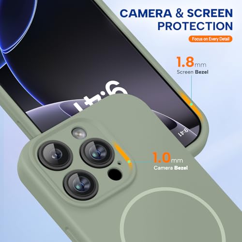 miracase Magnetic for iPhone 16 Pro Case, [Soft Anti-Scratch Microfiber Lining], Compatible with MagSafe, Liquid Silicone Case Shockproof Drop Protection Phone Case for 16 Pro,Patina Green by Miracase - Image 8