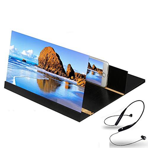 Yxian Loupe d'écran 3D, Films d'agrandisseur d'écran de téléphone Portable HD Films d'amplificateur vidéo Pliable Support de Support de Support de Bureau 25 * 15cm,H
