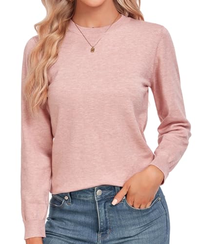 Image of MINTLIMIT Women Lightweight Sweater Crew Neck Soft Knit Casual Basic Long Sleeve Pullover Fall Sweater Blouse Top