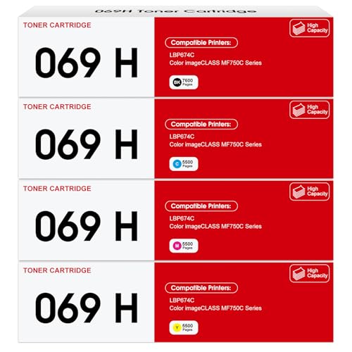 069H Toner Cartridge Set MF753Cdw - 4 Pack Compatible for Canon 069 Toner Cartridge High Capacity Works for Canon Color ImageCLASS MF751Cdw MF752Cdw LBP674Cdw MF752Cdw MF756Cx LBP673Cdw (B/C/Y/M) by W.L.M - Used condition - US$244.39