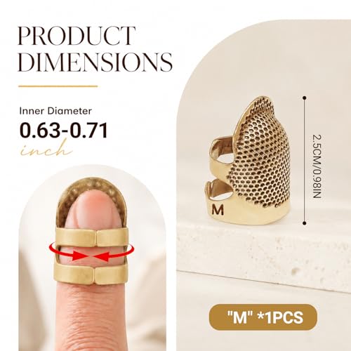 Image of Thimbles for Hand Sewing, Sewing Thimble Kit, Metal Finger Protectors, Thimble Ring for Hand Quilting and Embroidery(Gold,1Pcs,Medium)