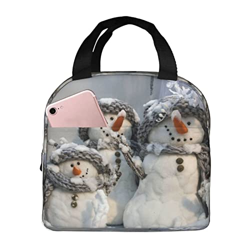 XVBCDFG Bolsa de almuerzo de muñeco de nieve de Navidad, bolsa de almuerzo de aislamiento térmico grueso de papel de aluminio portátil bolsa de almacenamient