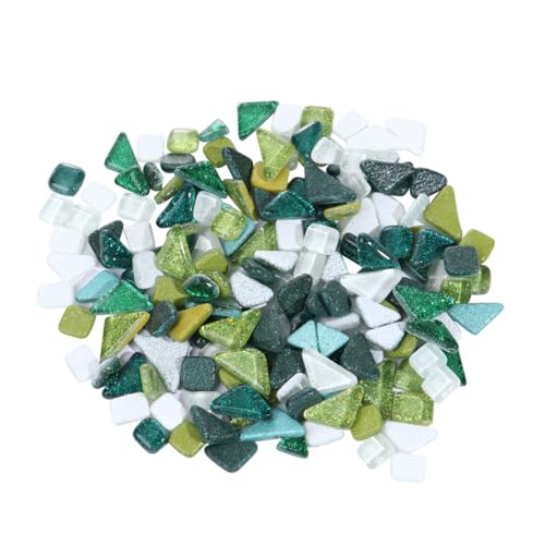 Mipcase Piedras de Mosaico de Cristal Brillante Irregulares para Manualidades DIY Verde y Blanco Resistentes al Calor y Humedad Decoración Creativa y Duradera