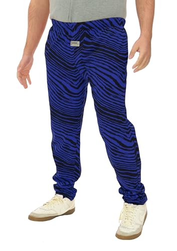 Zubaz Mens Z88 2-Color Zebra Pants - Black/Royal Large