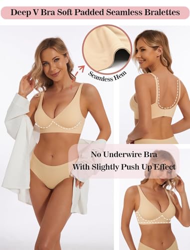 Deep V Bra Low Cut Sexy Push Up Bralettes for Women Padded Comfy Smoothing Wireless Lifting Bras Seamless Bralette4