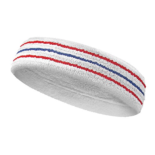 Image of COUVER Tennis Headband - Cotton Terry Cloth Sweatband for Men & Women - High Absorbency Athletic Hairband for Gym, Basketball & Running - 1 Piece