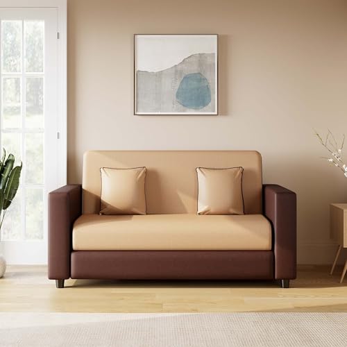 WESTIDO Emirates Fabric 2 Seater Sofa for Living Room, Home & Office | Finish Color - Cream Brown2s