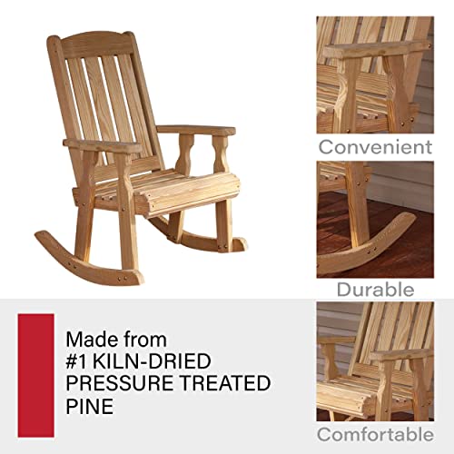 Image of Amish Heavy Duty 600 Lb Mission Pressure Treated Rocking Chair (Unfinished)