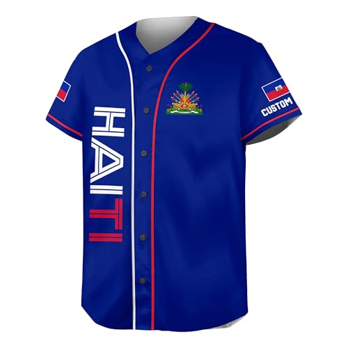 Personalized Haiti Baseball Jersey Men, Haiti Jersey Men, Haiti Soccer Jersey, Haiti Jersey Baseball miniatura 5