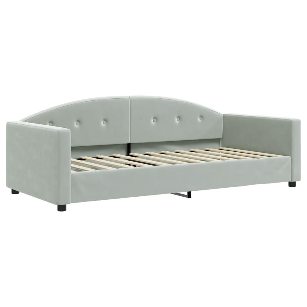 Homgoday Letto da giorno con Gigogne e Materasso Grigio Chiaro 90 x 200 cm Velluto, panca letto di riposo convertibile, cornice per letto da giorno per camera da letto, soggiorno, camera degli ospiti