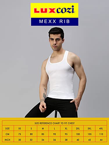 Image of Lux Cozi Men's White Sleeveless Cotton Vest