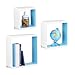 Relaxdays Estantes de Pared en Forma de Cubo, Madera MDF, Blanco y Azul, 10x30x30 cm, 3 Unidades