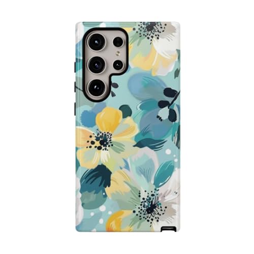 Coque Samsung S24 Ultra florale turquoise antichoc et brillante