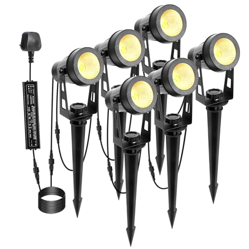 ECOWHO Garden Spotlights Mains, 21m Extendable Outdoor Spike Lights 12V LED Pathway Lighting IP65 Waterproof Electric Garden Uplighter for Path Yard Patio (18W 6-Packs Warm White), Wall/Spike Mounted 1 ECOWHO Garden Spotlights Mains, 21m Extendable Outdoor Spike Lights 12V LED Pathway Lighting IP65 Waterproof Electric Garden Uplighter for Path Yard Patio (18W 6-Packs Warm White), Wall/Spike Mounted