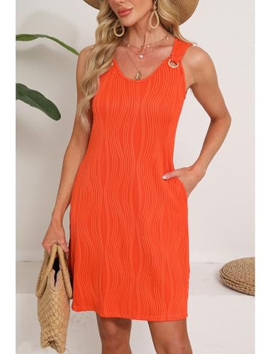 Sherosa Casual Summer Sleeveless V Neck Sundress Loose Beach Swimsuit Cover Up Floral Mini Dress with Pockets（S-XXL）4