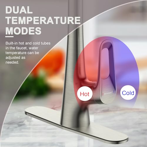 Image of Ruvida Kitchen Faucets,Brushed Nickel Kitchen Faucet,Kitchen Faucet with Pull Down Sprayer,Kitchen Sink Faucet Suitable for RV Farmhouse Camper Laundry Wet Bar
