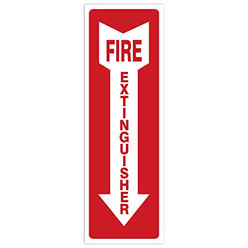 (3 Pack) Fire Extinguisher Sign, Fire Extinguisher Stickers, 4x12 Inches, 4 Mil Vinyl Self Adhesive Durable Decal Stickers, Long Lasting, Weatherproof and UV Protected, Made in USA by Sigo Signs