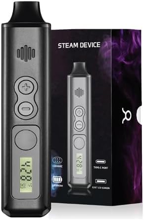 Vaporizer Cannabis verdampfer IOUQ KIT kräuter verdampfer Keramische Heizkammer LCD Display Bildschirm unterstützt weed e zigarette präzise Temperaturregelung (Carbon Black)