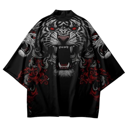 Image of Women's and Men Japanese Kimono Long Sleeves Loose Blouse Cover up Casual Cute Tops
