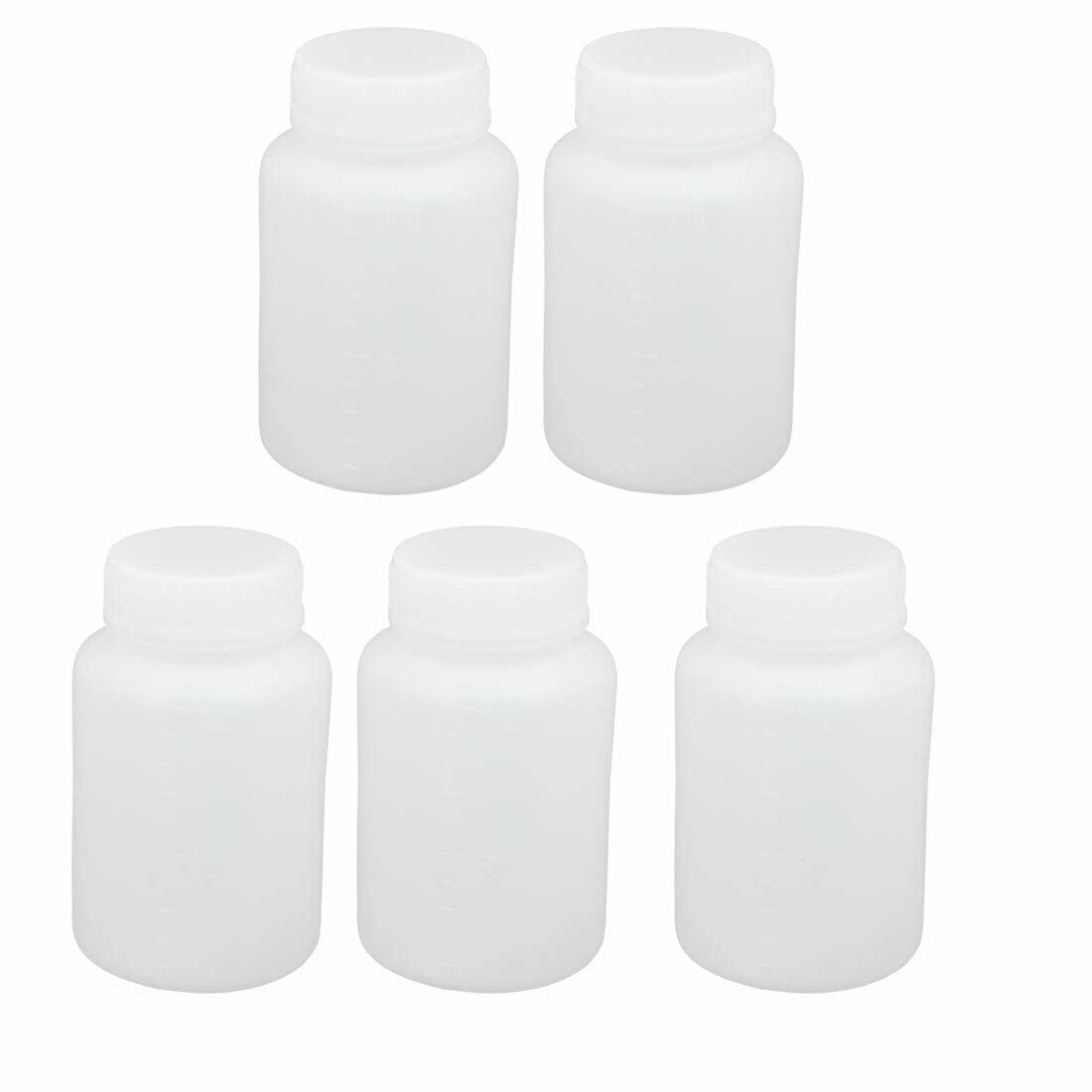 Tool parts 100ml PE Plastic Round Shaped Graduated Laboratory Experiment Bottle White 5pcs