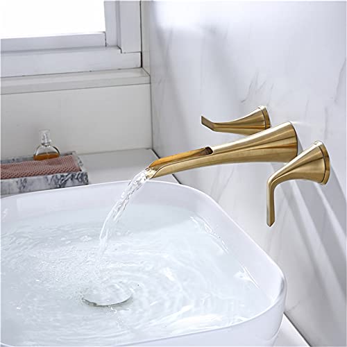 Mitigeur de lavabo cascade noir or brossé pour vasque à poser - 7