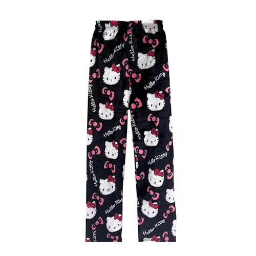 Kawaii Halloween Pajamas Pants Halloween Cat Pajamas Flannel Sleep Pajama Pants Cartoon Anime Pajama for Women Men