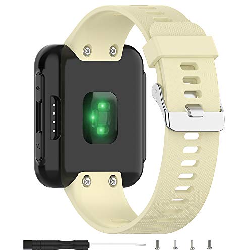 Meifox Compatible with Garmin Forerunner 35 Bands,Solf Silicone Replacement Band for Garmin Forerunner 35 / Forerunner 30 Smartwatch. (Beige, Larger)