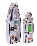 AAF Nommel, Bootsregal 2'er Set im mediterranen Maritim Look mit Je 3 Regalebenen, 2 Einlegeböden