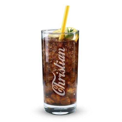 Herz & Heim® Trinkglas mit Namen, Glas mit Gravur personalisiert Geschenk Geburtstag für Sie und Ihn oder für die ganze Familie personalisierte Trinkgläser