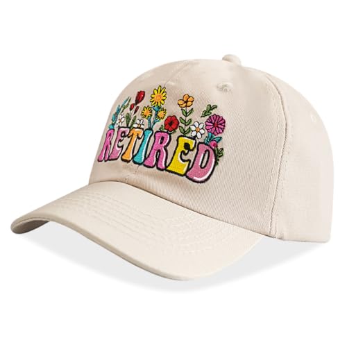 Image of Embroidered Retired Hat, Retirement Gifts, Adjustable Cotton Breathable Colorful Baseball Cap