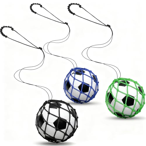 Soccer Kick Trainer 3PCS(not Include Ball), Adjustable Return Net Football