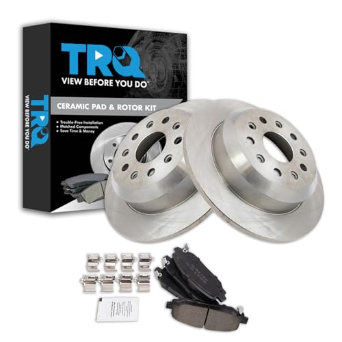 Image of TRQ Rear Brake Pad and Rotor Set Ceramic 328mm Rotors Compatible with 2018-2021 Jeep Wrangler