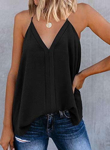 miduo Womens V Neck Strappy Tank Tops Loose Casual Sleeveless Shirts Blouses2