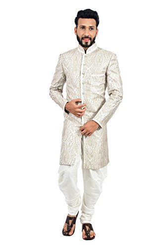 Saris and Things Creamy White Indian Wedding Indo-Western Sherwani for