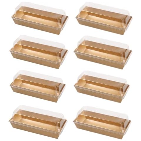 Hewnda 20 Pack paper cake box sushi small pastry Clear Lid Plastic Container, kraft paper box with polyester coating, suitable for hot dogs, sandwiches, French fries, muffins Cover