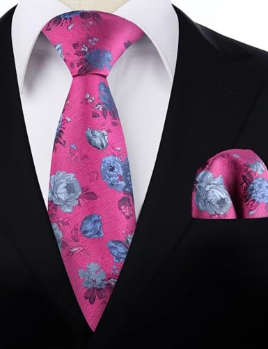 Image of Alizeal Mens 3.15'' Colorful Flower Pattern and handkerchief Necktie Set