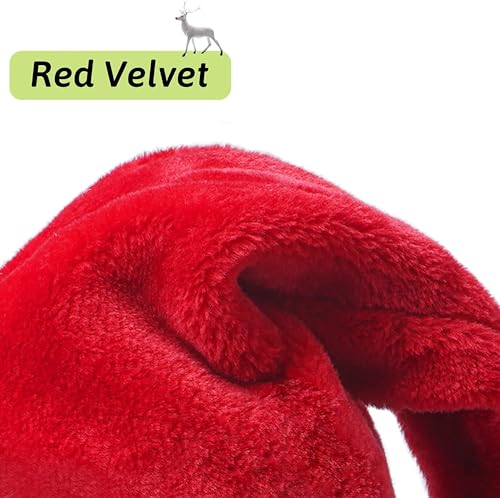 Image of Christmas Hat for Adults Women Men, Santa Close Plush Red Velvet Xmas Hat 2024 New Year Holiday Party Accessories Supplies Headwear, Unisex Santa Claus Cap for Christmas Decoration - Red-White, 2 Unit