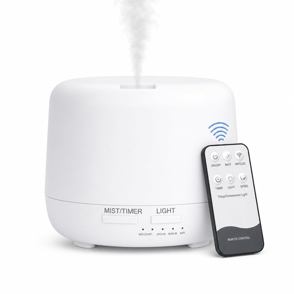 Difusor de Ar Ultrassônico 300ml com Controle Remoto e LED 7 Cores | Umidificador,