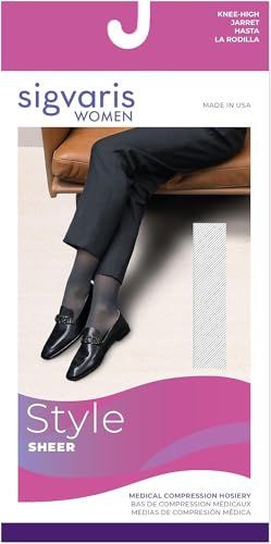 Image of SIGVARIS Women's Style Sheer 780 Open Toe Calf-High Socks 20-30mmHg - Warm Sand - Medium Long