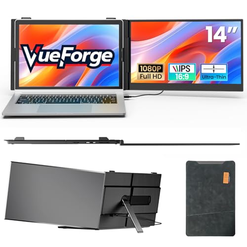 VueForge Laptop Screen Extender, 14' FHD 1080P Laptop Monitor Extender, Ultra-Thin Portable Monitor for Laptop with USB-C/HDMI Port, Plug & Play for Windows/Mac/Android/Switch/PS5/Chrome