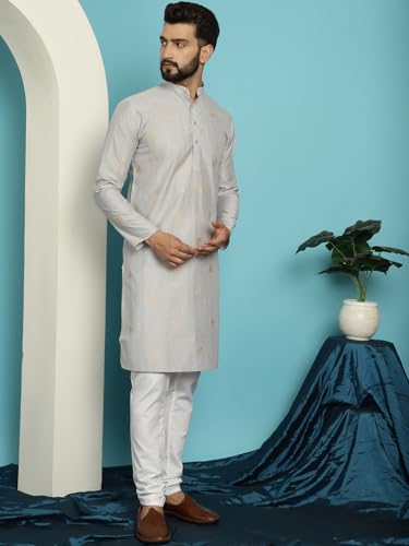 Image of SOJANYA (Since 1958 Men's Jacqard Silk Kurta & White Pyjama Set