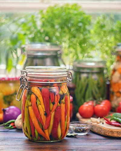 Image of MARTVIA 1200ML Round Airtight Glass Canister Food Storage Jars with Airtight Lids for Fermenting, Preserving and Storage - Cereal, Preserves, Spice, Beans - Set of (1200, Round, 2, 58T)