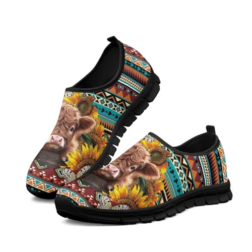 Aztec Walking Shoes for Women Casual Slip On Non Skid Flat Sneakers Fashion Breathable Tennis Work Footwear3