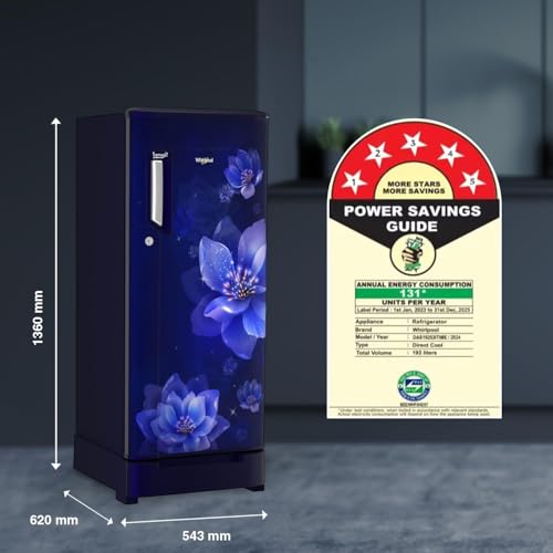 Image of Whirlpool 192 L 5 Star Icemagic Powercool Inverter Direct-Cool Single Door Refrigerator (215 IMPC ROY 5S Inv SAPPHIRE MULIA-Z, Base Stand with Drawer)