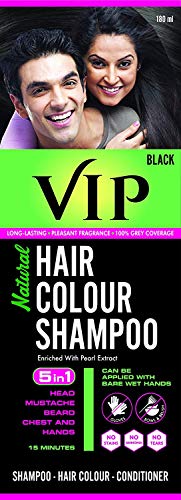 VIP 5 in 1 Haarfarbe Shampoo Basis Haarfarbe 180 ml Schwarze Haarfarbe Cover