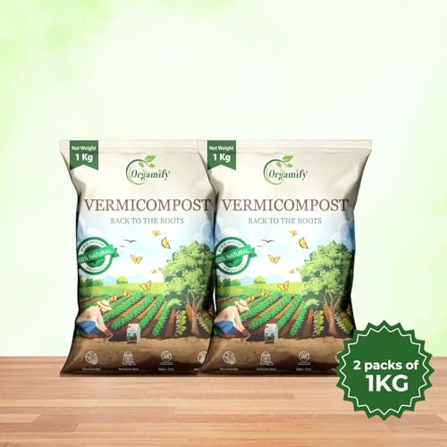 Image of Organic Vermicompost Fertilizer for Plants, 2 Kg (2 x 1KG Packs) - Natural, Chemical-Free Plant Manure for Indoor, Balcony, Terrace, Flowering, Vegetable & Herb Gardening, Soil Booster