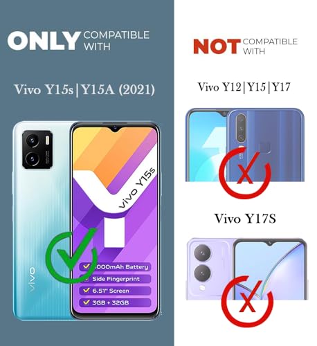 Image of Jkobi Back Cover Case for Vivo Y15s(2021)| Y15A 2021 (Crystal Glass Back | Camera Protection | Shockproof | Professional Black)