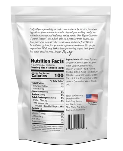 Geegvv Lady May Gourmet Gummy Bears 4 Oz! Mixed Fruit Flavored Gummy Bears Candy! Made With Real Fruit Juice! Non-Gmo, Gelatin Free & Gluten Free! Chewy Vegan Gummy Bears! Choose Your Flavor!  thumb #1