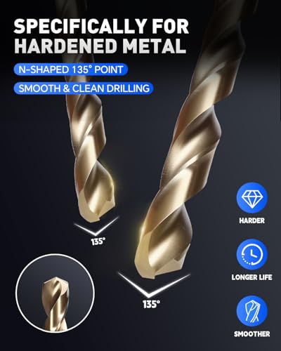 Image of COMOWARE 3 /16 inch Drill Bit Set, M35 Cobalt HSS Drill Bits, Jobber Length, Straight Shank, Twist Metal Drills bit Set for Steel, Stainless Steel, Iron, Hard Metal /Wood /Plastic (10pcs)